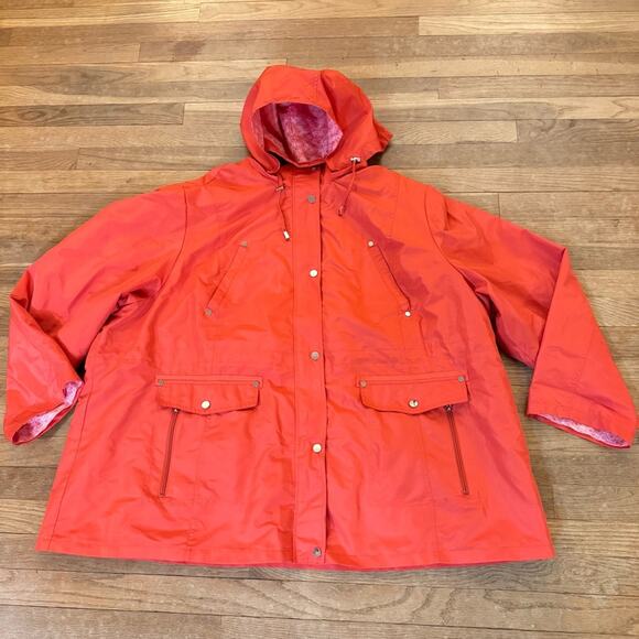 Catherines coral hooded rain jacket size 18
 b25 - Picture 1 of 3